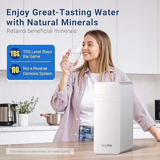 IceJoy TSU 0.01μm Ultra-Filtration Under Sink Water Filter System, 3-Stage Sink Water Filter Tankless Design with Faucet, Smart Panel Display, Eco-Friendly, No Electricity or Water Waste