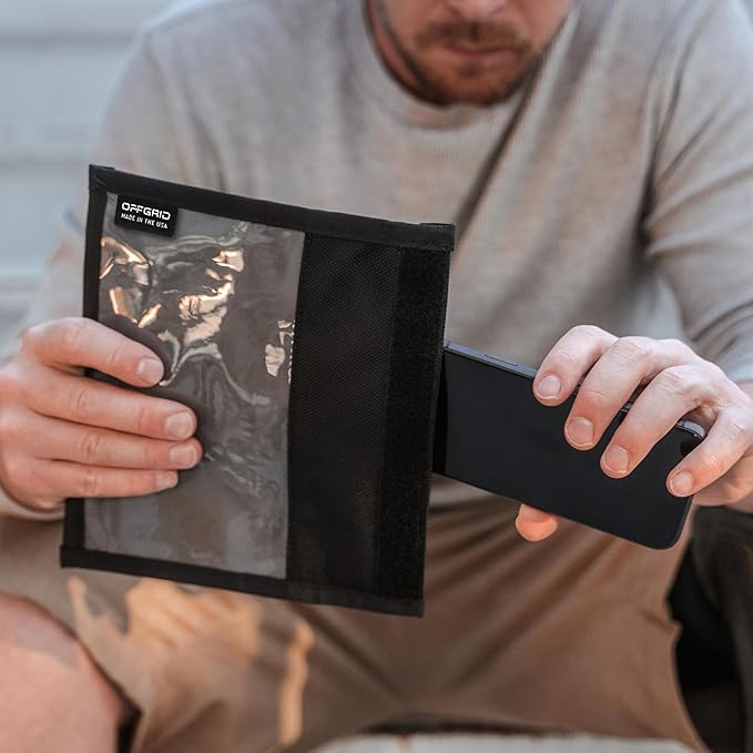 OFFGRID by EDEC - Cell Phone Faraday Bag with Window - Signal Blocking, Anti-Tracking, Anti-Spying, EMP Protection for Cell Phones, Key Fobs and Credit Cards