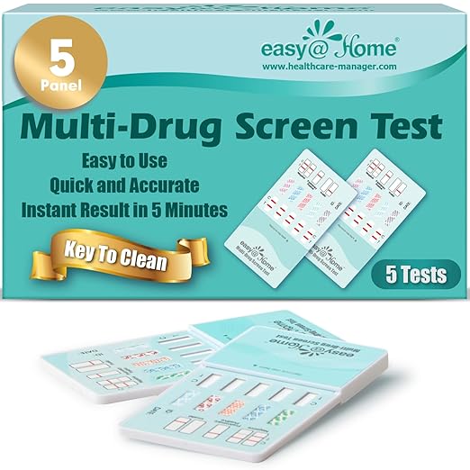 Easy@Home 5 Panel Instant Drug Test Kits - Testing Marijuana (THC), COC, OPI 2000, AMP, MET/mAMP- Urine Dip Drug Testing -#EDOAP-254 5 Pack - #EDOAP-254
