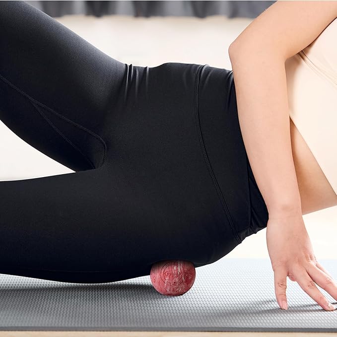 Massage Lacrosse Ball for Myofascial & Trigger Point Release, Muscle Knots, Yoga Therapy – Improves Joint Mobility & Relieves Pain – Back, Neck, Plantar Fascia, HIPS, Legs – 2.5-Inch Red Rubber