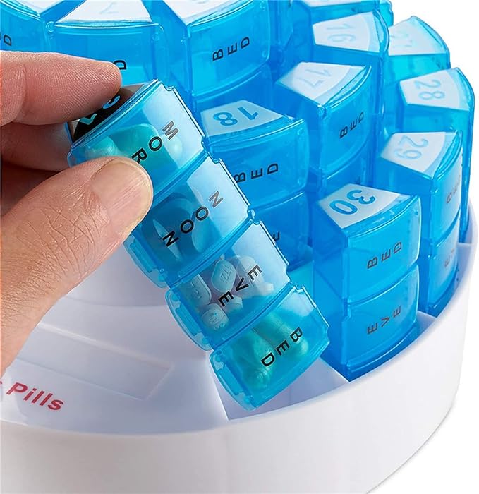 Monthly Pill Organizer 4 Times A Day, 31 Day Pill Box Detachable Compartments, Portable Travel Daily Pill Case, Bpa Free Airtight Medication Holder for Pills Vitamin Fish Oil Supplements