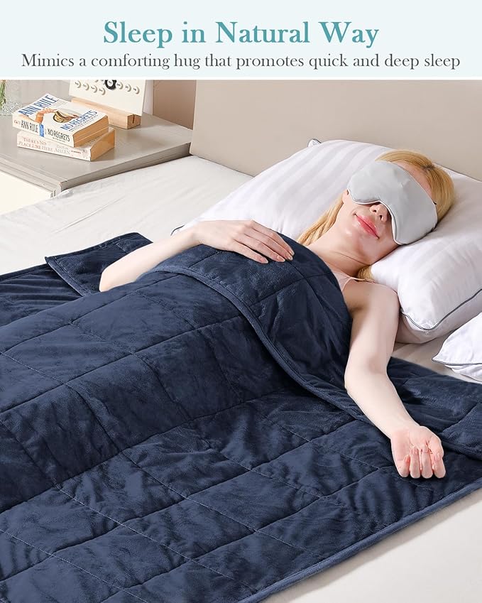 Topblan Weighted Blanket Twin Size 12lbs, Adult Weighted Blankets with Soft Warm Fabric for Sleeping and Calming, Adult Heavy Blanket for Sofa Bed, Navy Blue, 48 x 72 inches