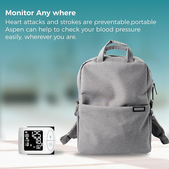 Blood Pressure Monitor Adult Cuff, Blood Pressure Cuff Monitor Wrist, Blood Pressure Machine Home Use 5.3-8.5" Irregular Heartbeat Monitoring APP Automatic Bluetooth High Accuracy Aspen White