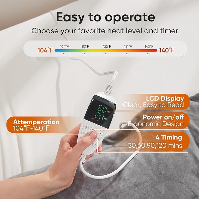 Large Electric Heating Pad for Full Body Pain Relief – 25"x37" Heating Pad for Neck, Back & Shoulder with 5 Heat Settings, Auto Shut-Off, & Timer, Ideal Gift for Man Women & Seniors