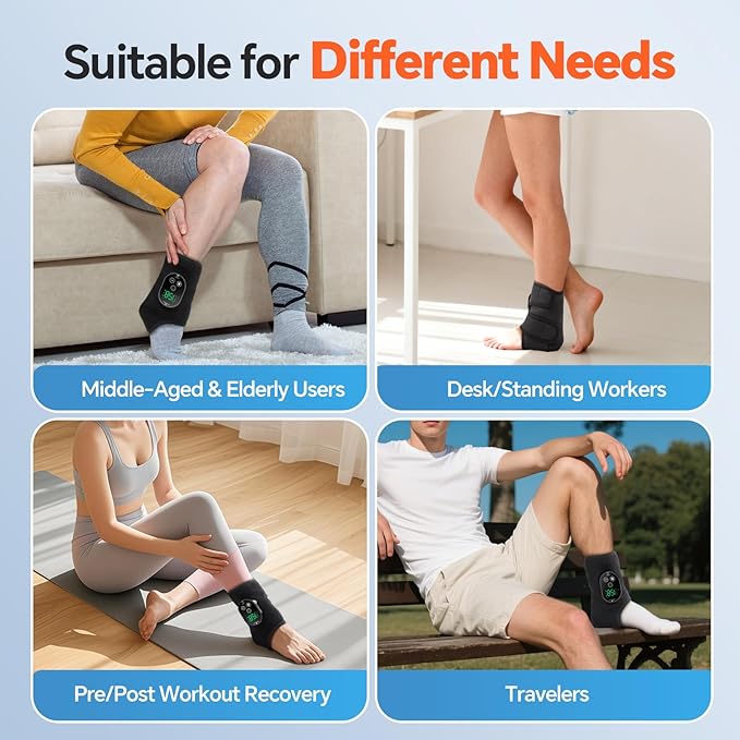 2PCS Cordless Foot Massager for Neuropathy, Foot and Ankle Massager for Pain Relief, 3000mAh Rechargeable Ankle Heating Pad with Massage for Circulation, Black