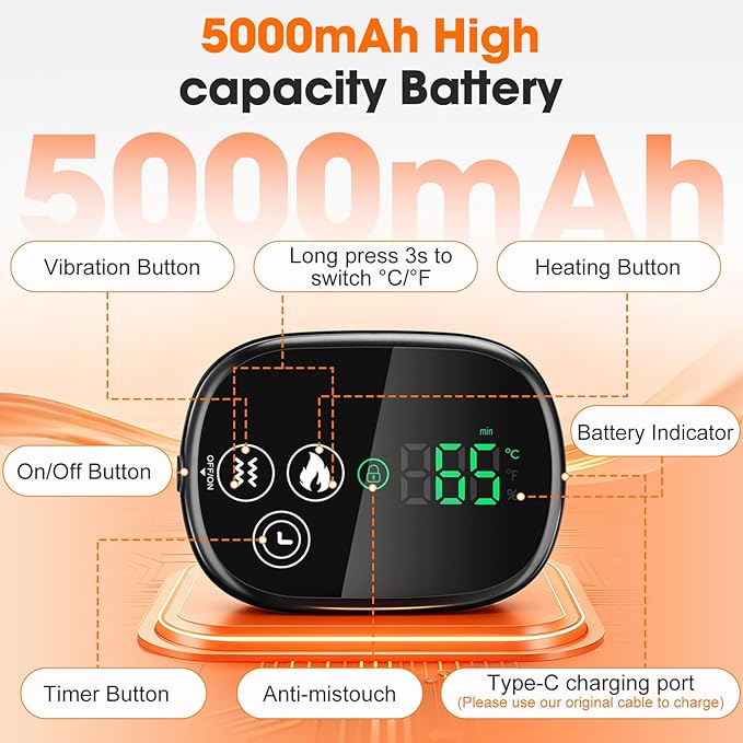 Shoulder Heating Pad with Massage, Cordless Heated Shoulder Brace Wrap Massager for Pain Relief Deep Tissue, Rotator Cuff Heating Pad, Gray