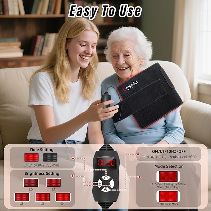 Red Light Therapy for Body, 660nm 850nm 20" LED Large Infrared Redlight Therapy Pad Belt Wrap for Neck Shoulder Back Knee Muscle