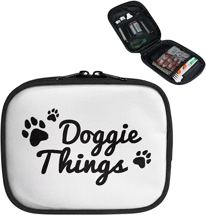 Portable Pill Organizer Box Paw Print Travel Medicine Case Small Daily Vitamin Storage Bag with Zipper Weekly Supplement Holder