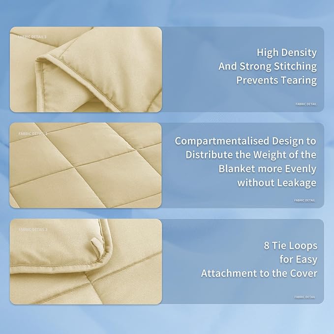 Topcee Weighted Blanket for Adults (15 lbs, 48" x 72") Twin Size Soft Cooling Heavy Blanket Sleeping, Apply to 130-160 lbs Body, Thick Breathable Blanket with Glass Bead, Easy Care