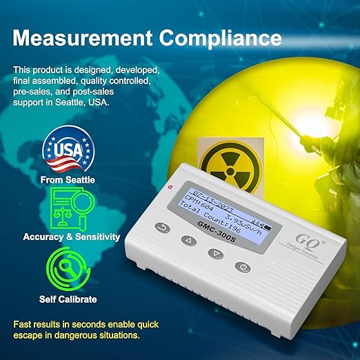 GQ GMC-300S Digital Nuclear Radiation Detector Monitor Meter Geiger Counter Radiation Dosimeter (Yellow Silicon Case)