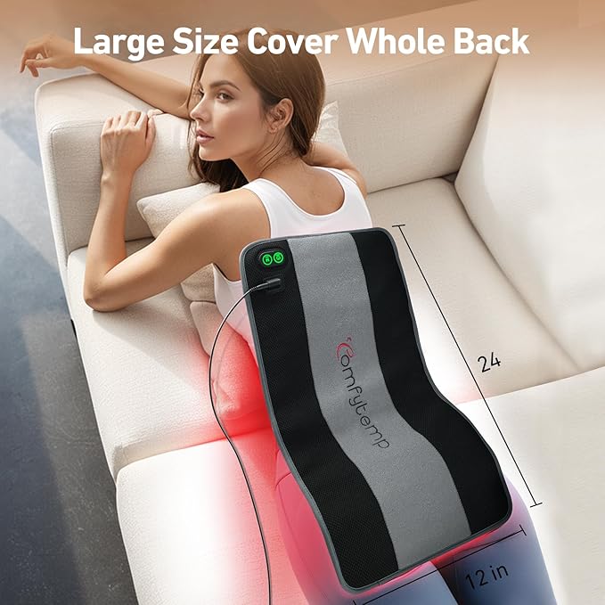 Comfytemp Red Blue Light Therapy Pad, Infrared Light Therapy for Body with App & Button Controller, 32W Light Wrap for Back Leg Waist Muscle Joint
