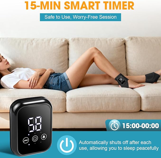 2-Pack Ankle Heating Pad, Cordless Ankle Massager with Heat, Heated Wraps for Foot & Ankle, 3 Heat & Vibration Settings, Auto Shut-Off, Gifts for Women Men