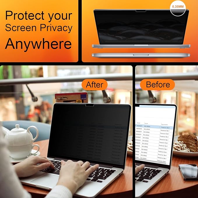 Magnetic Privacy Screen for MacBook Air 13.6 & 13 Inch 2022-2026 (M2, M3, M4, M5), Matte Removable Anti Glare Blue Light Filter