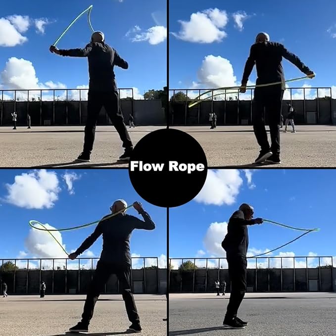 Flow Rope for Fitness High Performance Double Woven Workout Rope Adjustable Flow Jump Rope for Men Women Training Indoor Outdoor Cardio Exercise Ropes for beginner