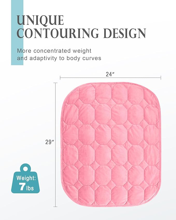 Cottonblue Weighted Blanket 7lbs for Adults, Luxury Crystal Velvet Weighted Lap Blanket for Relaxation, Lounging, Sleeping & Travel -Household Machine Washable, Pink, 29" x 24"