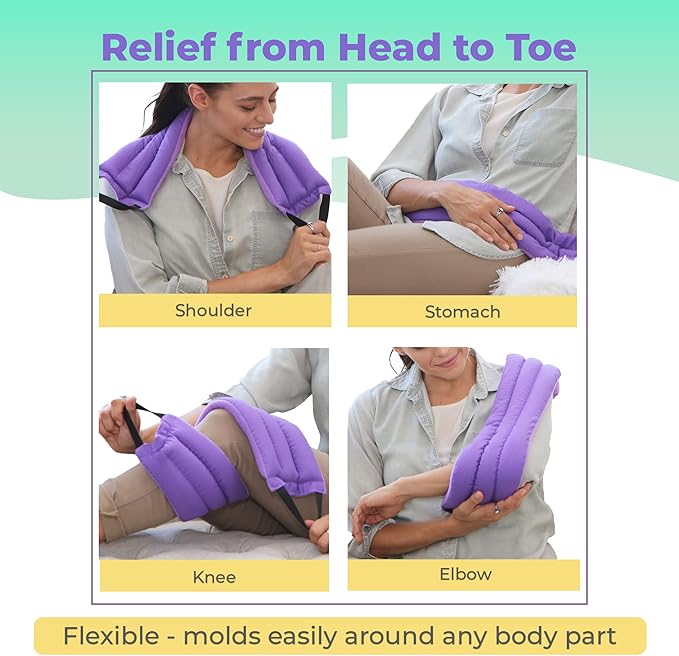 Microwavable Heating Pad for Lower Back, Neck, and Shoulder Pain Relief - Moist Microwave Heating Pad for Muscles and Joints - Microwave Hot Pack Heat Pad for Cramps -1 Heat Pack Purple-Lavender Scent