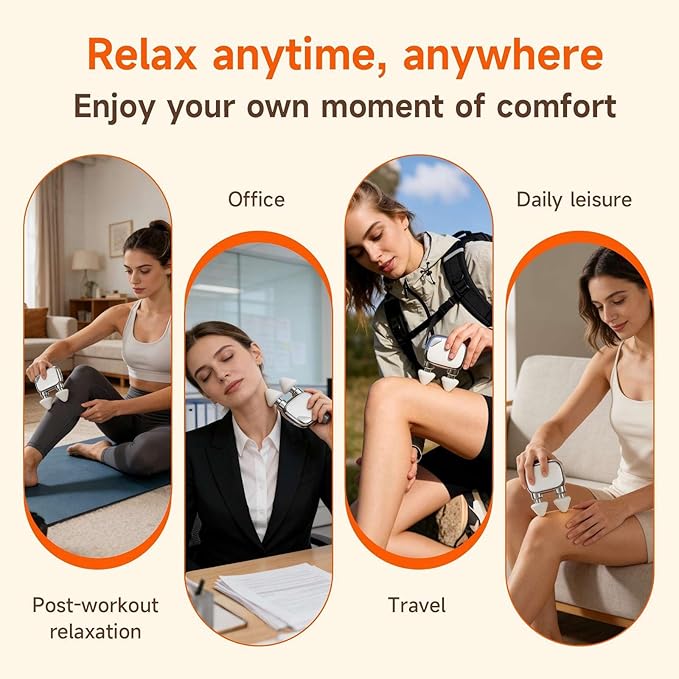 Dual-Head Mini Massage Gun, High-Power Portable Handheld Massager with 6 Massage Heads, Compact Quiet Design for Full-Body Use, Suitable for Travel & Office Use, Gift for Men & Women,