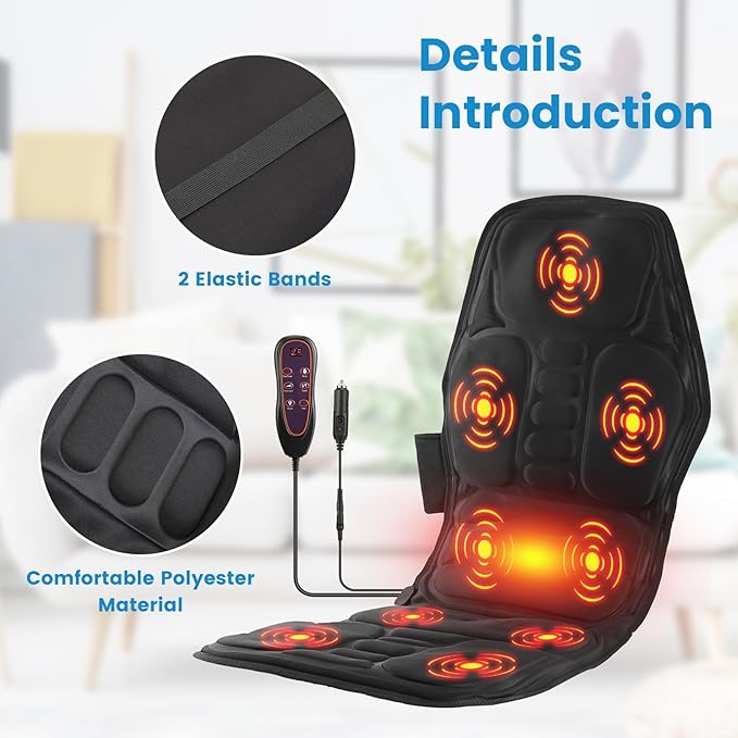 Full Body Massage Mat, Back Massager Chair Pad with Heat, Multifunctional Vibration Motors Back Massager with 8 Massage Modes & Vibration Timer for Home Office Recliner Sofa Use