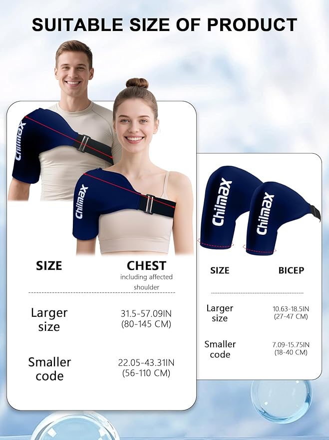 Shoulder Ice Pack Rotator Cuff & Arm Cold Therapy Wrap,Reusable Hot and Cold Gel Brace Sleeve for Shoulder Injuries,Surgery Recovery,Pain Relief Best Gifts for Men & Women (Standard Blaue)