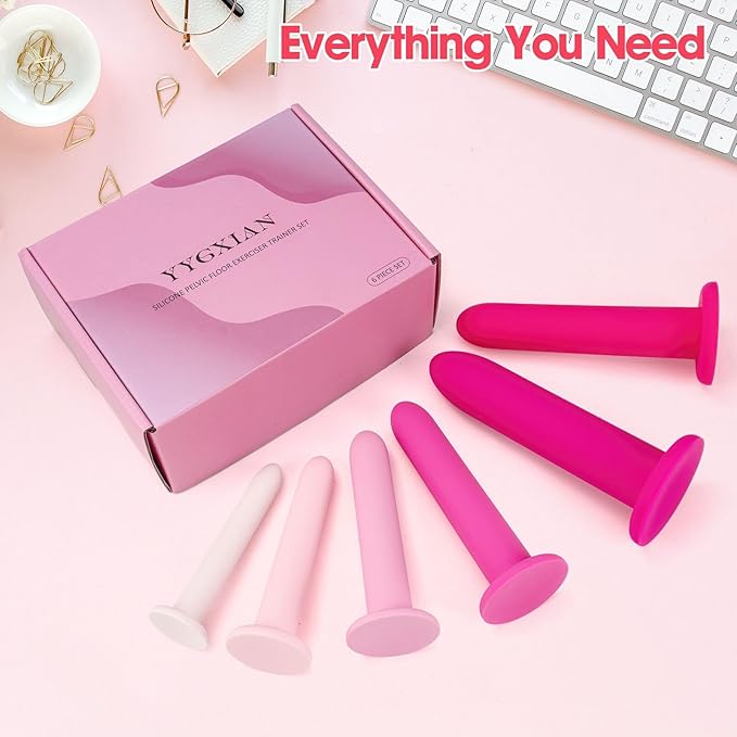 Silicone Pelvic Floor Muscle Dilator Exerciser Trainer Set - 6 Kit System (Large Set)