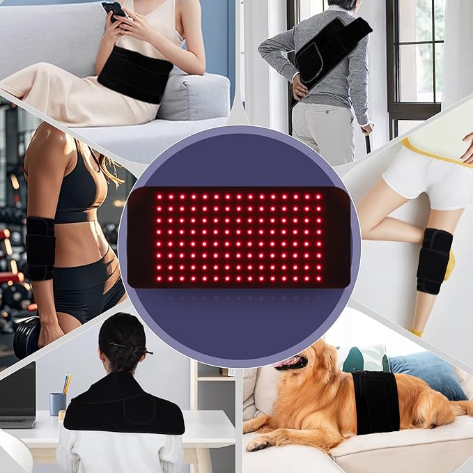120 LEDs Infrared Red Light Therapy Belt for Full-Body Pain Relief, Upgraded 3 in 1 Led Beads, 120 * 660nm 240 * 850nm, 7-Level Timer, 5-Level Light Intensity & Vibration, 10Hz Pulse Mode