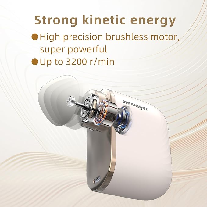 EK-Mi2 Portable Mini Massage Gun – Deep Tissue Muscle Massager for Body, Neck & Shoulder, Quiet Handheld Percussion Therapy, Rechargeable, Lightweight, Professional Massager