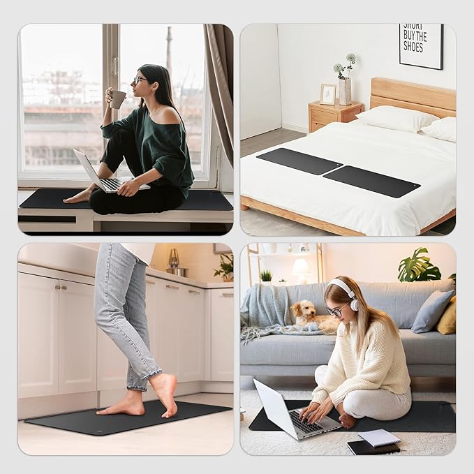 Urvoix Grounding Mat for Feet, 12" x 39" Earth Mat Grounding Pad for Sleep, Boost Energy & Wellness, Earth Therapy, Grounding at Home, Office, Work | Includes Conductive Test Pen