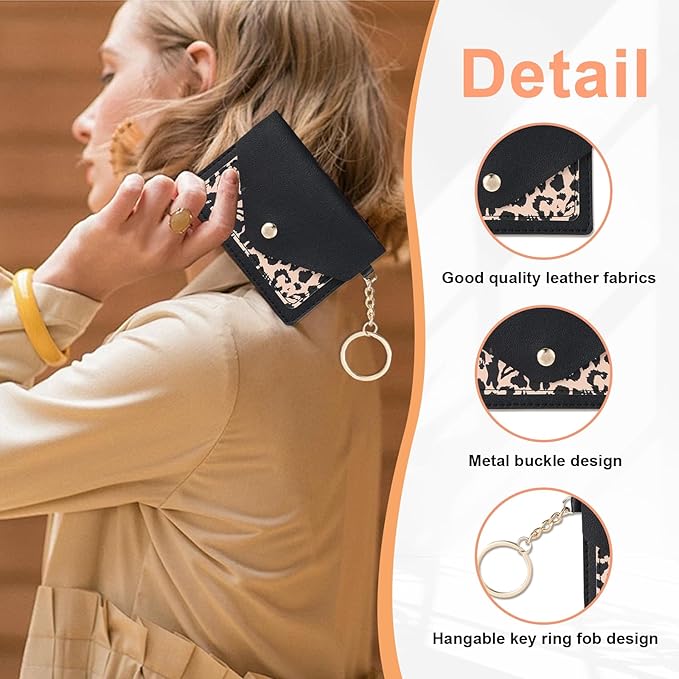 2 Packs Birth Control Pill Case Sleeve Packet, 4.3 X 3 Inch PU Leather Wallet Birth Control Pill Case Holder with Key Ring for Pill Card Organizer