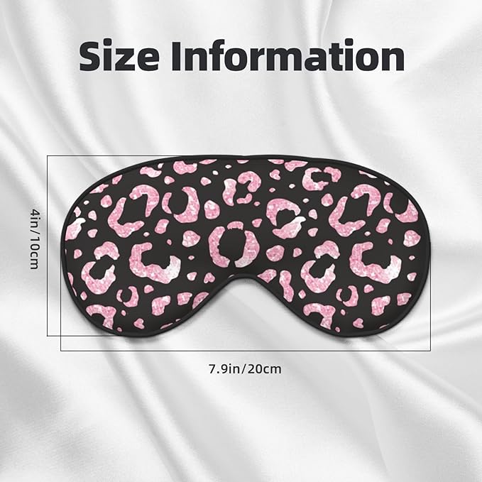Rose Pink Glitter Leopard Sleep Mask Eye Mask with Adjustable Strap Eye Sleep Shade Cover Blocks Light for Women Men Airplane Travel Nap