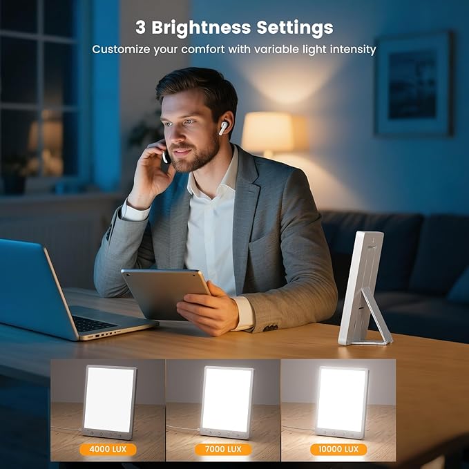 Light Therapy Lamp - 10000 Lux 3 Color Temperature & Wall Mount Therapy Light, Touch Control Daylight Lamps with Memory Function for Home/Office Use As Lift Mood.