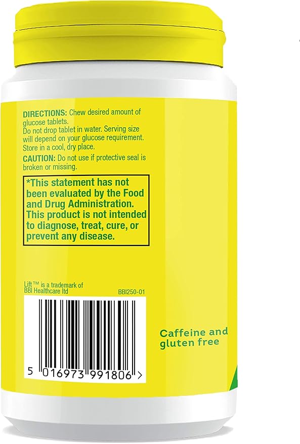 Lift Glucose Fast-Acting Glucose Chewable Energy Tablets, Lemon & Lime, 50 ct Jar (Pack of 6)