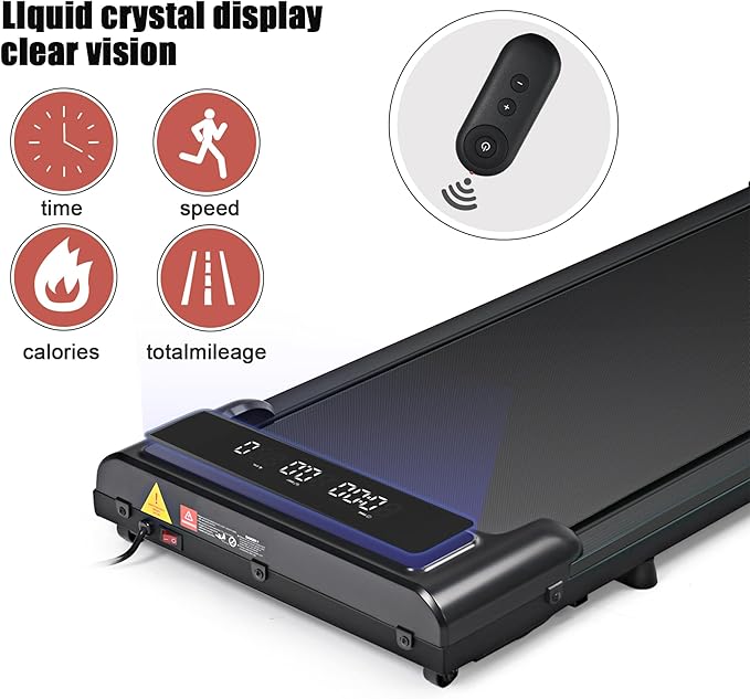 Under Desk Treadmill, Walking Pad 300 lb Capacity, Desk Treadmill for Home Office, 2.5HP Low Noise Walking Treadmill Pad with Remote Control, Portable Treadmill for Home Office (Black)