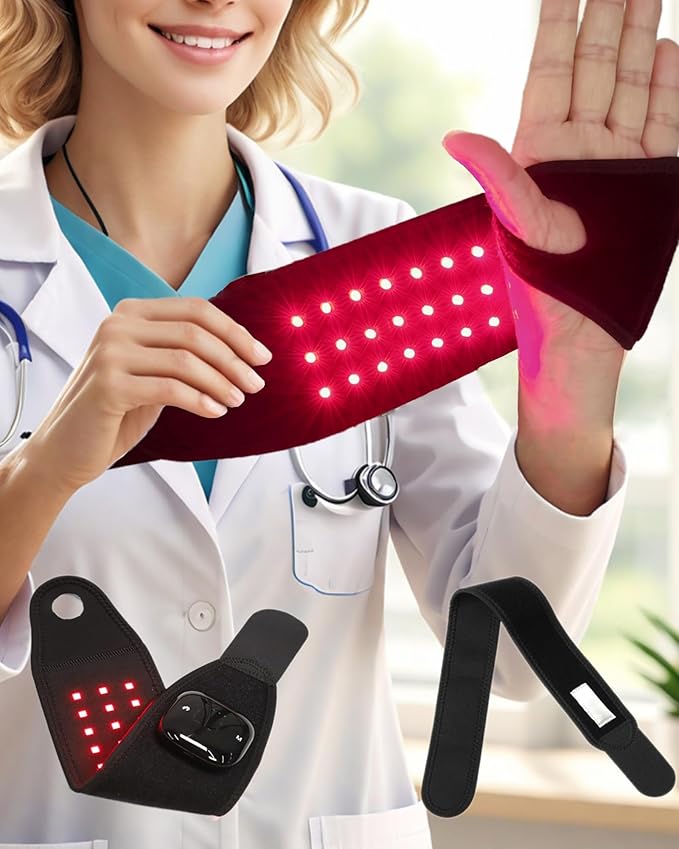 Red Light Therapy Belt with Heat & Vibration Massage, Extended 60cm Band for Neck, Back, Thigh & Wrist, Versatile Therawrap for Muscle Recovery & Full Body Relief, FDA Cleared