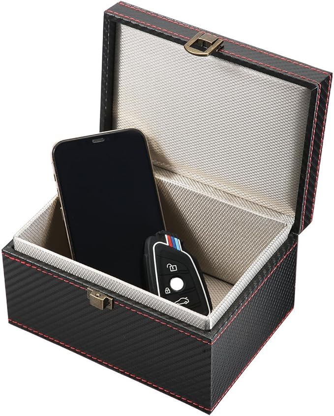 Car Key Signal Blocker Box Compatible with Faraday Box for Car Keys,Carbon Fiber,Large