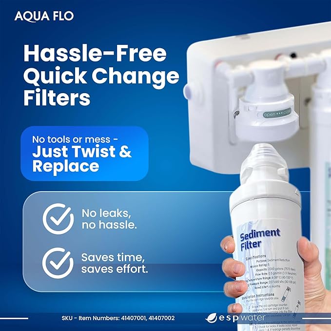 Aqua Flo Platinum QCRO RO Filter Replacement Kit – Improves Taste by Reducing Chlorine & Odors, Cost-Effective Filtration, Membrane Sold Separately