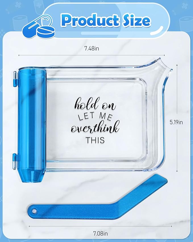Plifal Pill Counter Tray with Spatula - Pill Counting Tray Hold On Print Pharmacy Counting Tray Medicine Sorting Tray with Funny Reminder Labels, Equipped with L-Shaped Spatula