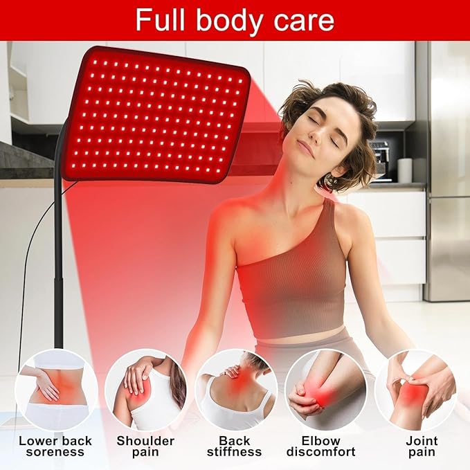 Red Light Therapy for Face and Body, 2-in-1 Near Infrared Light Therapy Lamp and Wearable Wrap Pad, 10Hz Pulse 660nm 850nm Device for Worker Body Back Pain Relieft, Gift for Parents Women Men