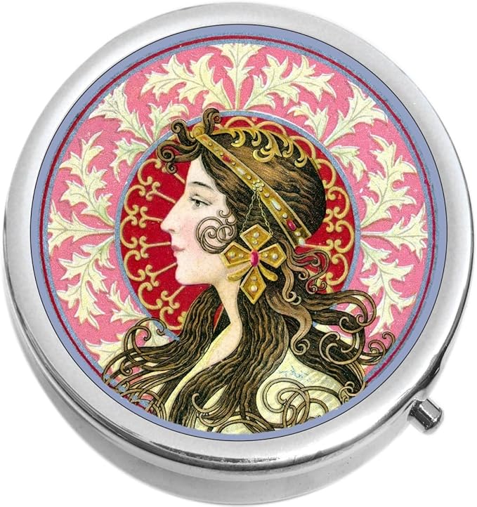 Art Nouveau Vintage Woman Medicine Pill Box