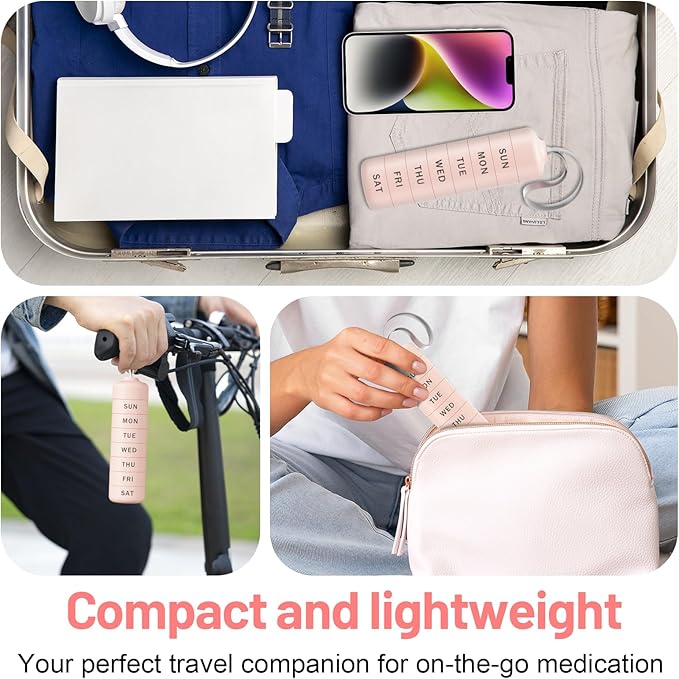 7 Day Pill Organizer, Travel Pill Box with Effortless Opening Design, Zoksi Weekly BPA Free Medicine Organizer with Large Container, Portable Waterproof Case for Vitamin, Fish Oil, Supplement