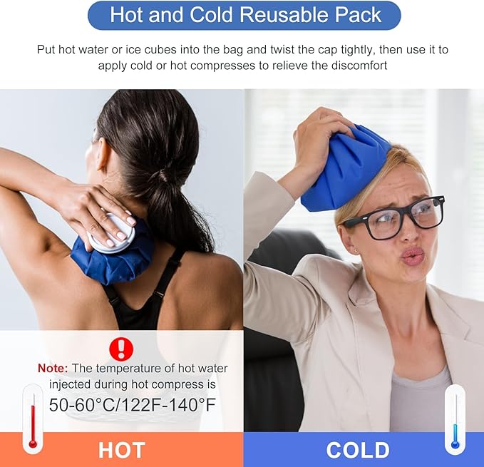 Ice Bags for Injuries, 3rd Gen Reusable Ice Packs, Hot & Cold Therapy Pain Relief, Ice Bag No-Leak & Waterproof, Traditional Ice Pack, Versatile & Durable, Blue (6 in + 9 in + 11 in)