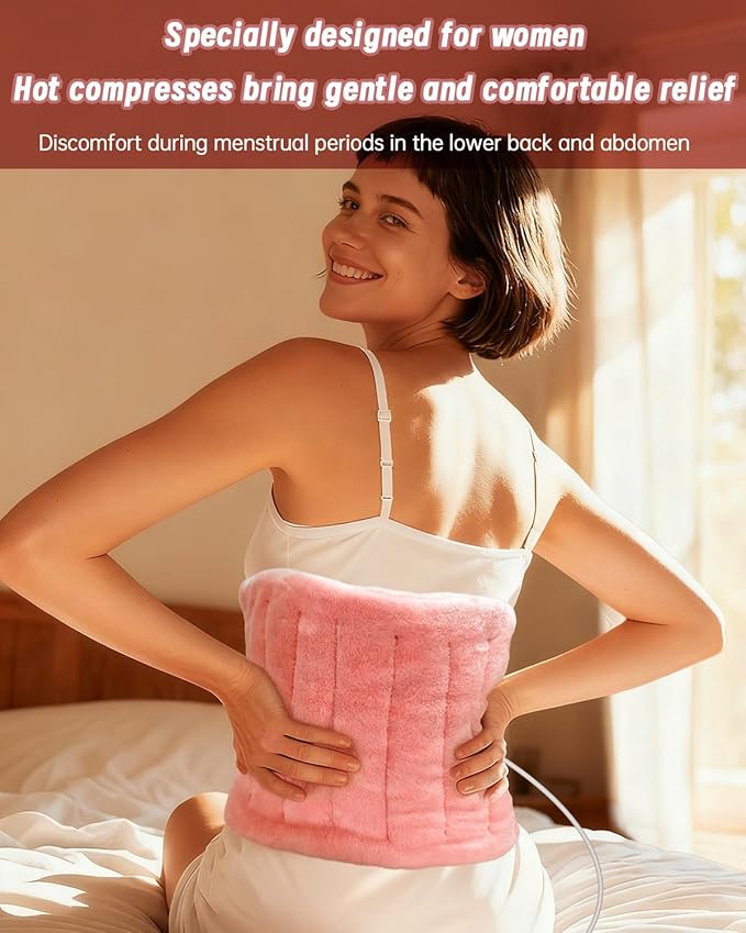 Heating Pad for Period Cramps, Electric Heating Pad for Lower Back,Abdomen Pain Relief,6 Heat Setting (Max 158°F), 2H Auto-Off,6ft Cord, Machine Washable, Christmas Gift for Women,12" x 24"