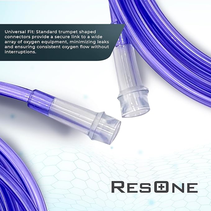 ResOne 5pk 7Ft Oxygen Supply Tubing, Crush Resistant, Standard Connectors for Nasal Cannulas, Cannula Nasal Tubing, Oxygen Concentrator - Purple