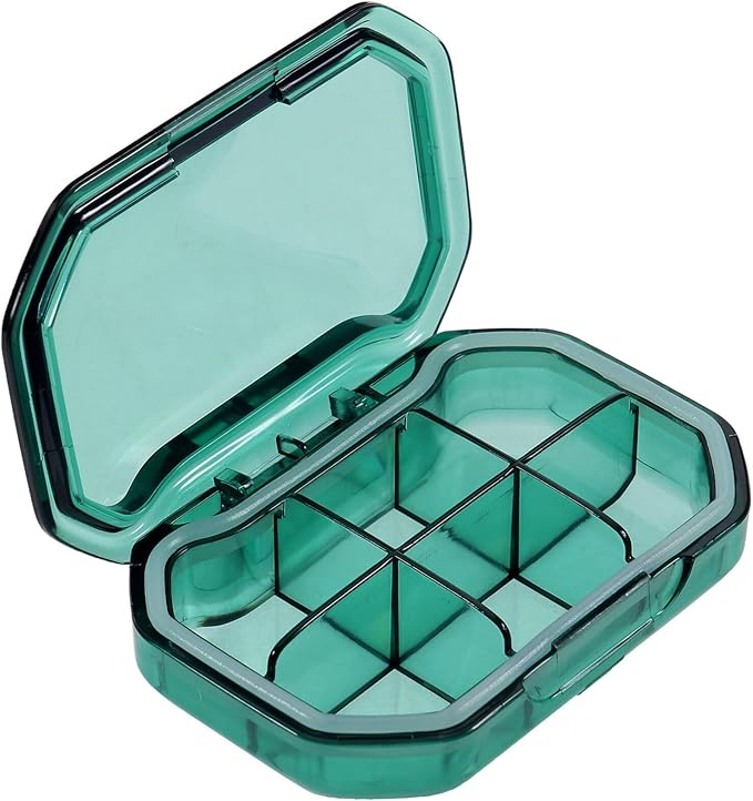 iplusmile 6 Compartment Pill Box, Travel Pill Organizer, Small Pill Case, Portable Daily Medicine Fish Oil Container for Pocket Purse, Supplement Box