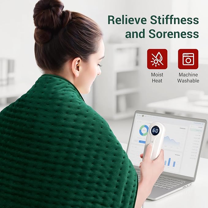 XXXL Heating Pad for Back Pain Relief & Period Cramps, Extra Large Elecctric Heating Pads for Women Legs Knee Feet Neck & Shoulders, 17”x33” Oversized Heat Pad with Timer, Gifts for Women Mom Men Dad