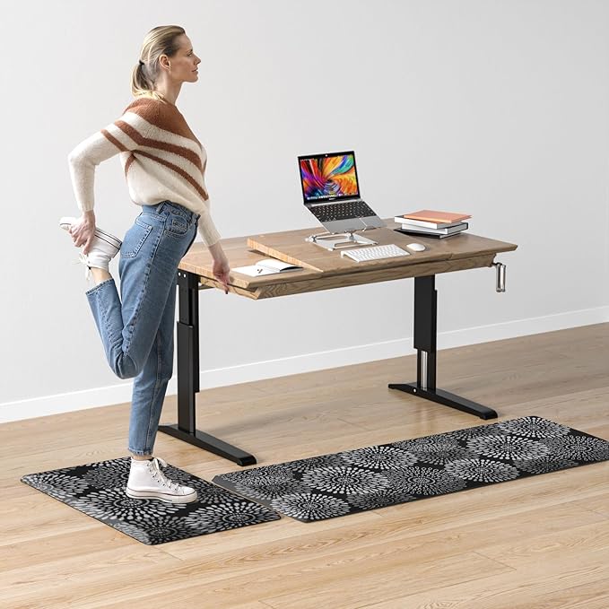 LuxStep Kitchen Mats for Floor,0.47 inch Thicker Cushioned Rug Anti-Fatigue Mats for Kitchen Decor Accessories,Waterproof Non-Slip Mats and Rugs Set for Office,Laundry 17.3"×29"+17.3"×47",Black