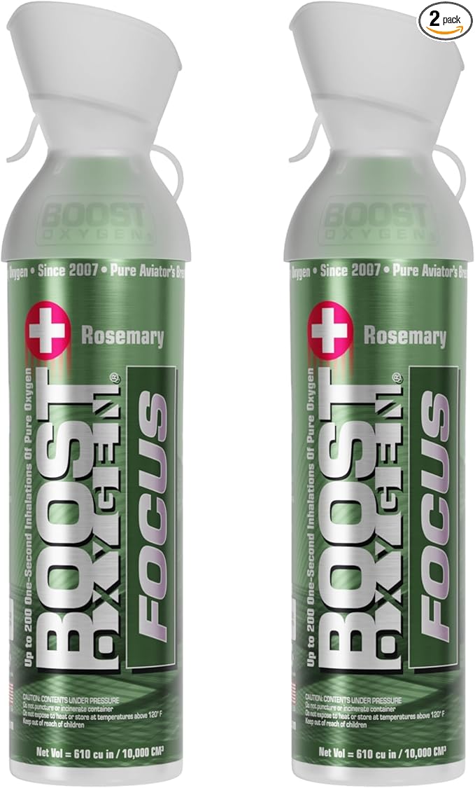 Boost Oxygen Large Focus Rosemary Aroma 10L Canister | Respiratory Support for Aerobic Recovery, Altitude, Performance & Health (2 Pack)