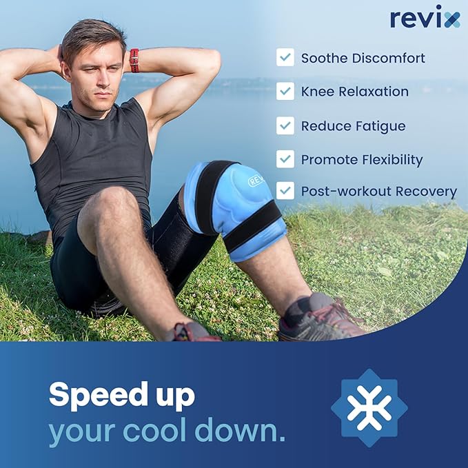 REVIX 20‘’ XXXL Knee Ice Pack Wrap Around Entire Knee, Extra Large Ice Pack for Leg Discomfort Reducing, Cold Compress Therapy, Reusable Ice Wraps for Back, Shoulder Relaxation, Post-Workout Recovery