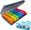 Quacc 1 PCS Weekly Pill Box Organizer 7 Day 3 Times Portable Travel Medicine Pill Organizer Tablet Box for Gel Capsules, Fish Oils, Vitamins, Supplements (Colorful)