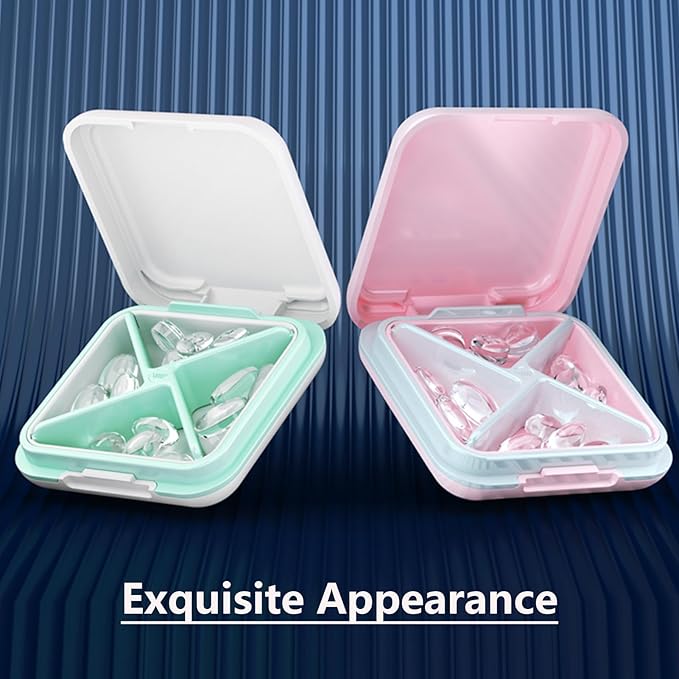 Small Pill Box Waterproof Travel Pill Case Portable Daily Pill Container Pill Holder Purse 4 Compartments Pocket Compact Medicine Organizer for Vitamin/Fish Oils/Supplements/Medication (White)