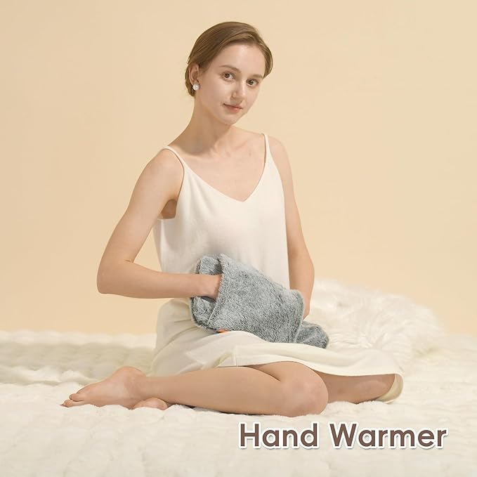 samply Hot Water Bottle with Cover - 2L Hot Water Bag with Hand Pocket, for Hand Feet Warmer, Black
